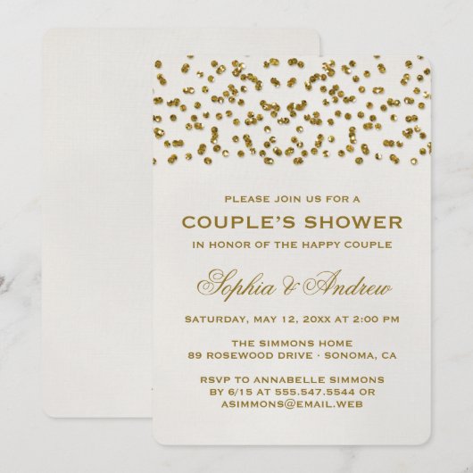 Glamour Glitter Confetti Couple's Shower Kaart (Voorkant / Achterkant)