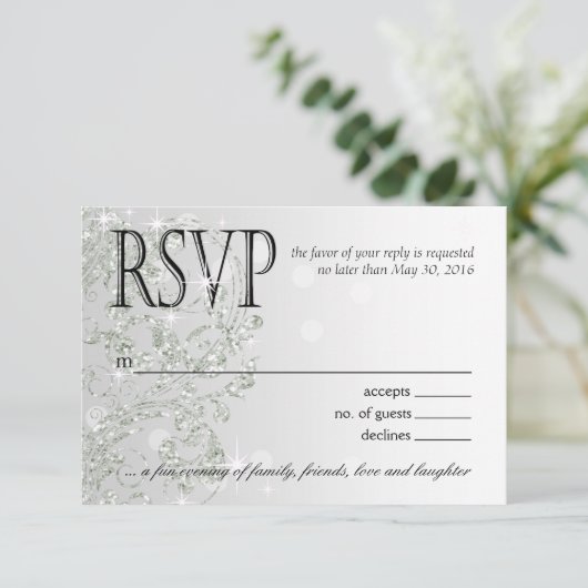 Glamour Glitter Luxe Ombre RSVP | zilverijs (Staand voorkant)