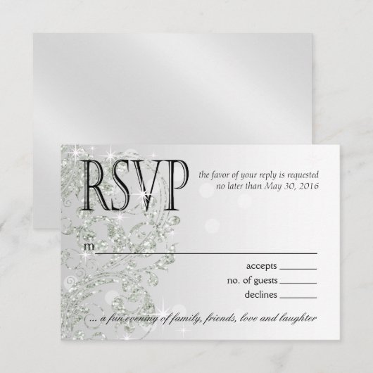 Glamour Glitter Luxe Ombre RSVP | zilverijs (Voorkant / Achterkant)