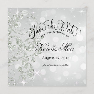 Glamour Glitter Luxe Save the Date zilverijs