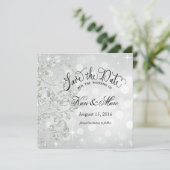 Glamour Glitter Luxe Save the Date | zilverijs (Staand voorkant)