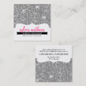 GLAMOUR GLITTER modern stijlvol zilver sparkle roz Vierkante Visitekaartje (Voorkant / Achterkant)