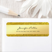Glamour Gold Glitter Handgeschreven Script Naam Te Etiket (Insitu)
