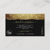 Glamour Gold Glitter Sparkle Stars en Logo Black Visitekaartje (Achterkant)