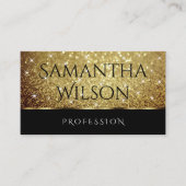 Glamour Gold Glitter Sparkle Stars op Zwart Modern Visitekaartje (Voorkant)
