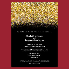 Glamour Gold Jeweled Glitter Wedding Kaart
