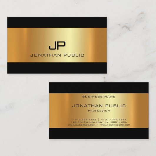 Glamour Gold Lights Modern Professional Plain Luxe Visitekaartje (Voorkant / Achterkant)