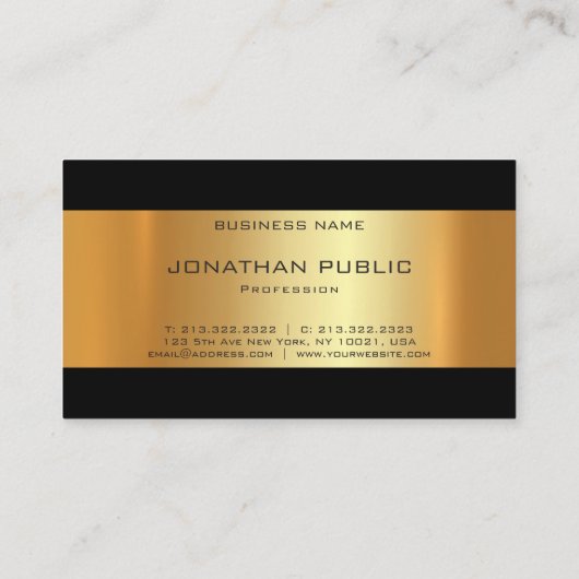 Glamour Gold Lights Modern Professional Plain Luxe Visitekaartje (Achterkant)