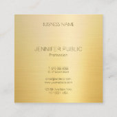Glamour Gold Look Modern Elegant Sjabloon Luxe Vierkante Visitekaartje (Achterkant)