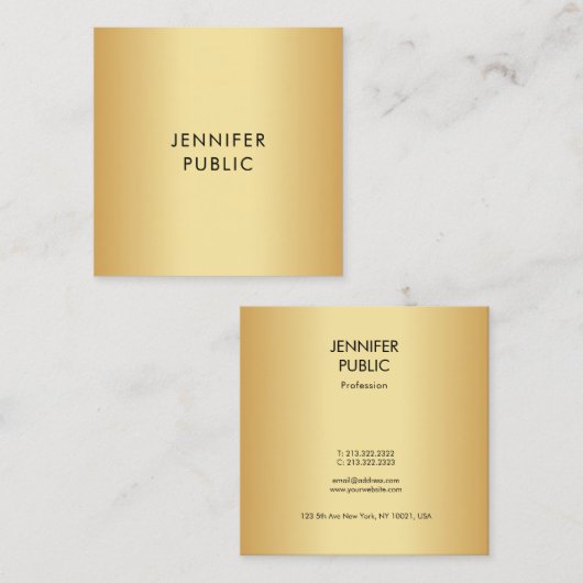 Glamour Gold Look Moderne minimalistische Sjabloon Vierkante Visitekaartje (Voorkant / Achterkant)