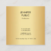 Glamour Gold Look Moderne minimalistische Sjabloon Vierkante Visitekaartje (Achterkant)
