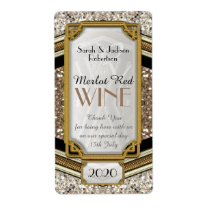 Glamour Gold Sparkler Wine Fleslabels   2 x 3,75 i Etiket