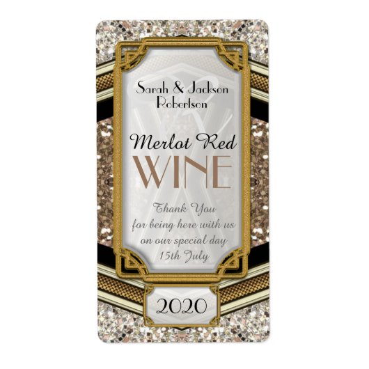 Glamour Gold Sparkler Wine Fleslabels | 2 x 3,75 i Etiket (Voorkant)