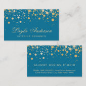 Glamour Gold Stippen Decor - Classy Peacock Blue C Visitekaartje (Voorkant / Achterkant)