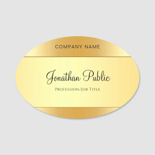 Glamour Gold voor gecalligrafeerd Script Moderne S Naamplaatje (Voorkant)