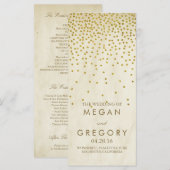 Glamour  Goud Confetti Trouwprogramma's Programmakaart (Voorkant / Achterkant)