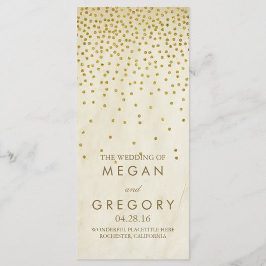 Glamour  Goud Confetti Trouwprogramma's Programmakaart (Voorkant)