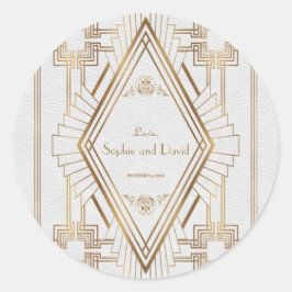 Glamour Goud en Witte Great Gatsby Bruiloft Ronde Sticker