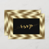 Glamour Goud Folie en Zwarte Trouw RSVP (Voorkant / Achterkant)