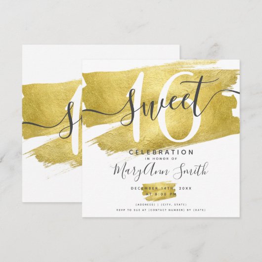 Glamour Goud Folie Verf Sweet 16 Verjaardag Kaart (Voorkant / Achterkant)