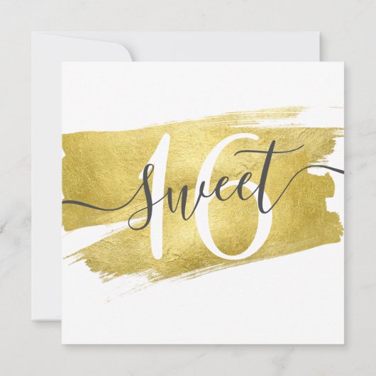 Glamour Goud Folie Verf Sweet 16 Verjaardag Kaart (Achterkant)