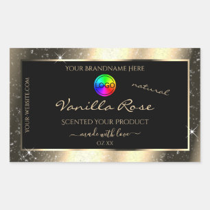 Glamour Goud Glitter Frame Productlabel met Logo Rechthoekige Sticker