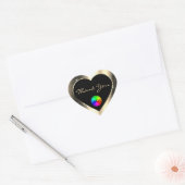 Glamour Goud Glitter Kader Bedankt met Logo Hart Sticker (Envelop)