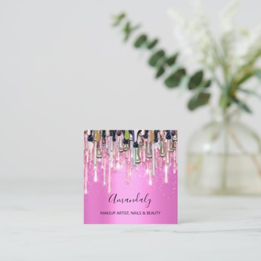 Glamour Goud: Kaart die schittert Vierkante Visitekaartje (Staand voorkant)