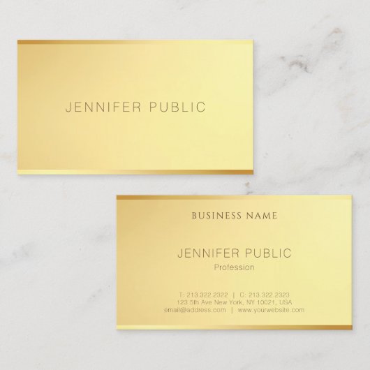 Glamour Goud Modern Elegant Minimalistische Sjablo Visitekaartje (Voorkant / Achterkant)