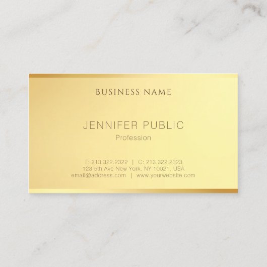 Glamour Goud Modern Elegant Minimalistische Sjablo Visitekaartje (Achterkant)