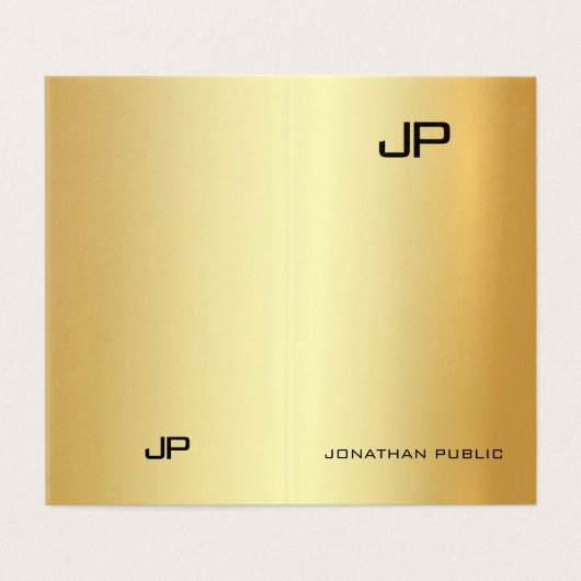 Glamour Goud Modern Monogram Professioneel Elegant Visitekaartje (Buitenkant ongevouwen)