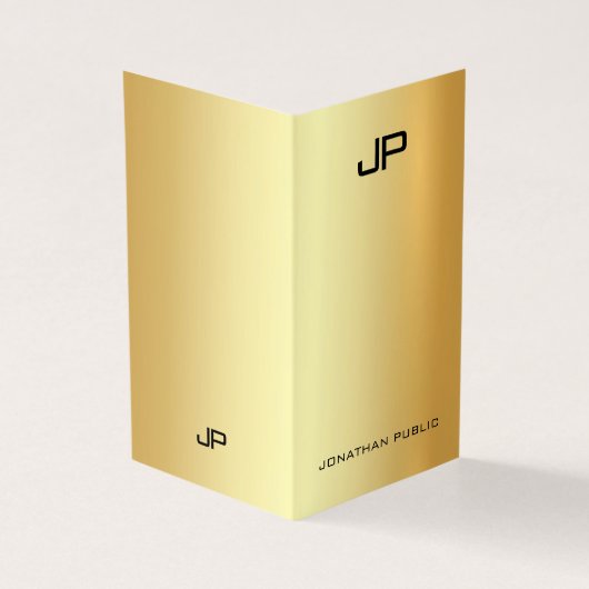 Glamour Goud Modern Monogram Professioneel Elegant Visitekaartje (Buitenkant)