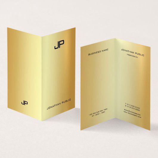 Glamour Goud Modern Monogram Professioneel Elegant Visitekaartje (Binnen en buitenkant)