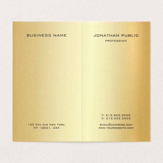 Glamour Goud Modern Monogram Professioneel Elegant Visitekaartje (Binnenkant ongevouwen)