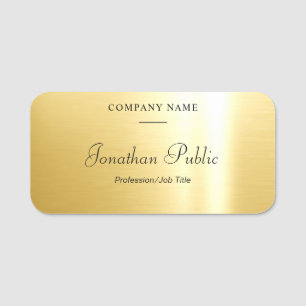 Glamour Goud Sjabloon Handgeschreven Script Modern Naamplaatje