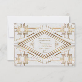 Glamour Goud Witte Great Gatsby Huwelijks RSVP