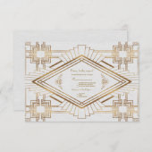 Glamour Goud Witte Great Gatsby Huwelijks RSVP (Voorkant / Achterkant)