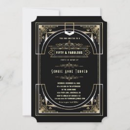 Glamour Goud Zwart Great Gatsby Vijftig En Fabulou Kaart