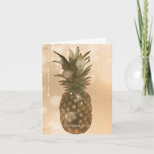 Glamour Gouden Ananas Elegante Bedankkaart (Voorkant)