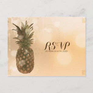 Glamour Gouden Ananas Elegante Huwelijks RSVP Uitnodiging Briefkaart