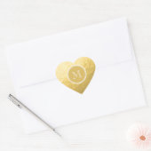 Glamour Gouden Folie Achtergrond Monogram Bruiloft Hart Sticker (Envelop)