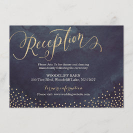 Glamour gouden glitter calligrafie ontvangstkaart informatiekaartje