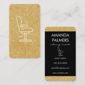Glamour Gouden Glitter Stylist Stoel Visitekaartje (Voorkant / Achterkant)