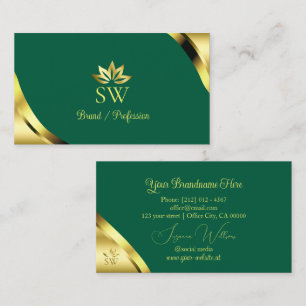 Glamour Gouden Hoeken op Teal met Monogram Visitekaartje