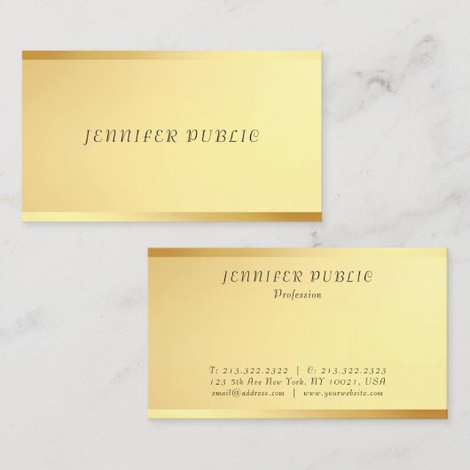 Glamour Gouden Sjabloon Modern Uitstekend Ontwerp Visitekaartje (Voorkant / Achterkant)