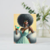  glamour: grillige Afro Pin-Up Mint Groen Briefkaart (Staand voorkant)