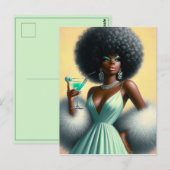  glamour: grillige Afro Pin-Up Mint Groen Briefkaart (Voorkant / Achterkant)
