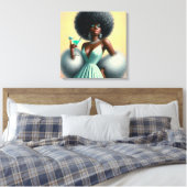  glamour: grillige Afro Pin-Up Mint Groen Canvas Afdruk (Insitu (Slaapkamer))