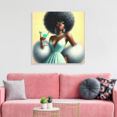  glamour: grillige Afro Pin-Up Mint Groen Canvas Afdruk (Insitu (Woonkamer))
