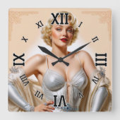  Glamour Hollywood Blonde Beauty Vierkante Klok (Voorkant)